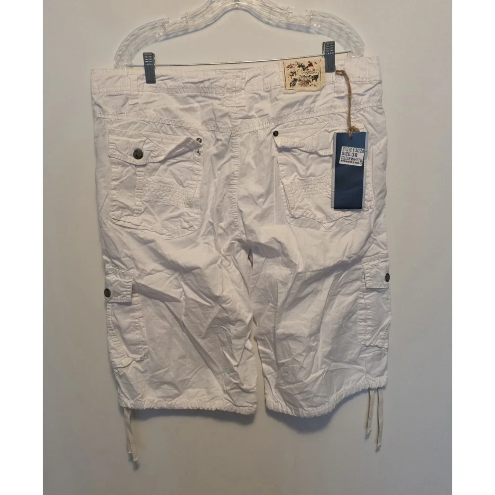 Vintage Stone Touch Cargo Shorts Skater Baggy Combat White Grunge Long 40 NWT